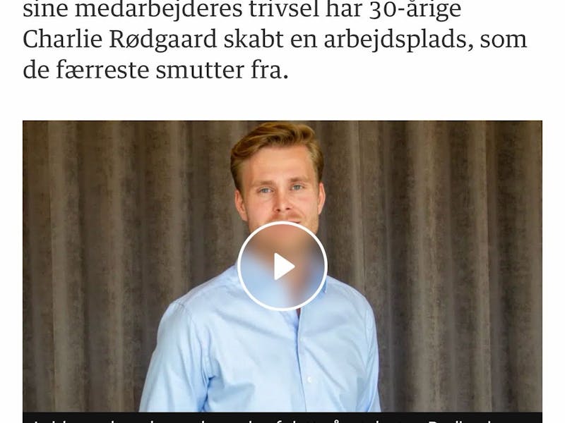 Berlingske news article featuring Charlie Rødgaard, leader of a ServiceNow partner company.