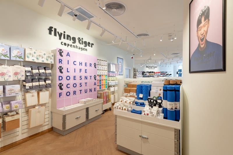 Interior of a Flying Tiger Copenhagen retail store with various products on display, representing a retail operation powered by ServiceNow.