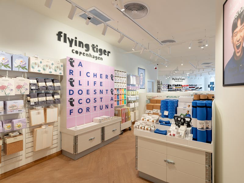 Interior of a Flying Tiger Copenhagen retail store with various products on display, representing a retail operation powered by ServiceNow.