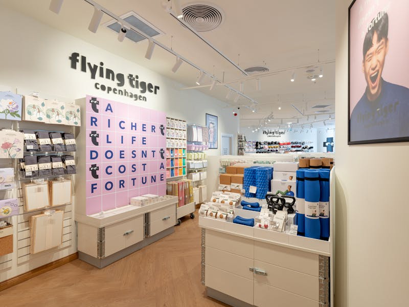 Interior of a Flying Tiger Copenhagen retail store with various products on display, representing a retail operation powered by ServiceNow.