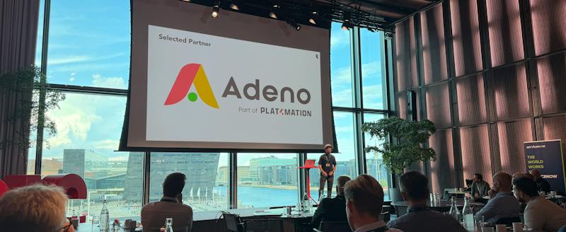 Graphic featuring the Adeno logo, identified as a ServiceNow Selected Partner and part of Platmation.
