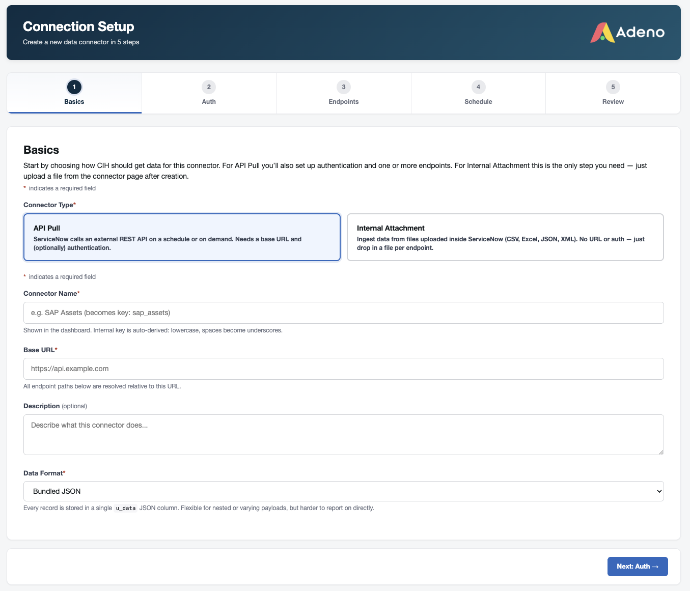 Screenshot of the ServiceNow CMDB Import Hub interface.
