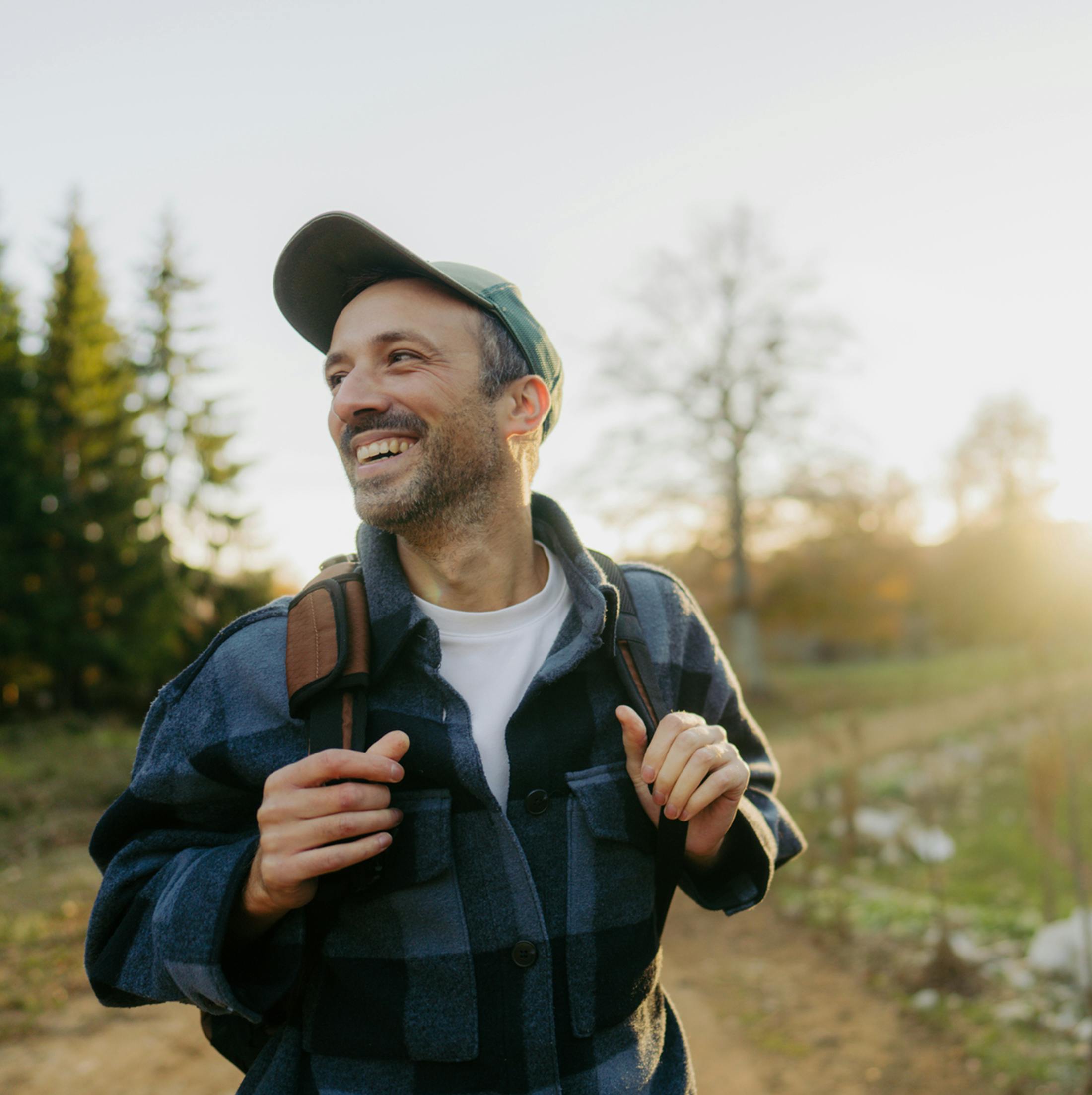 man on a hike