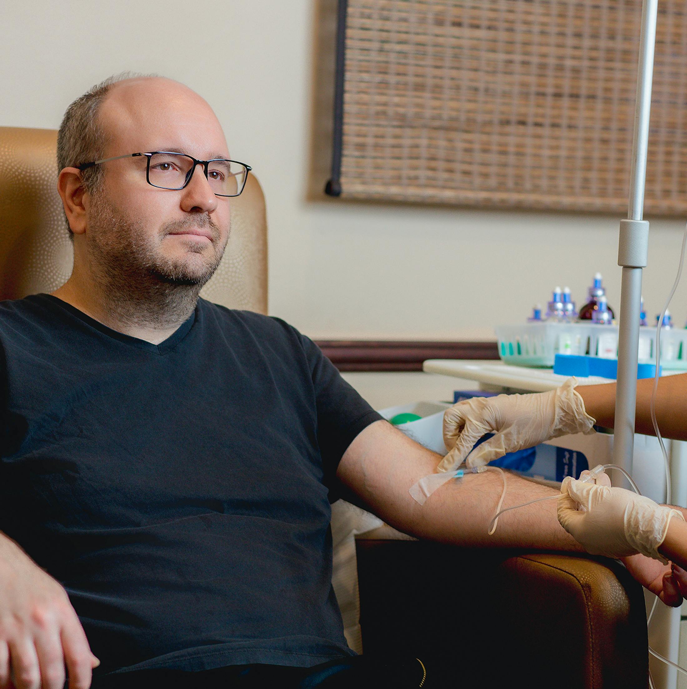 man getting an IV