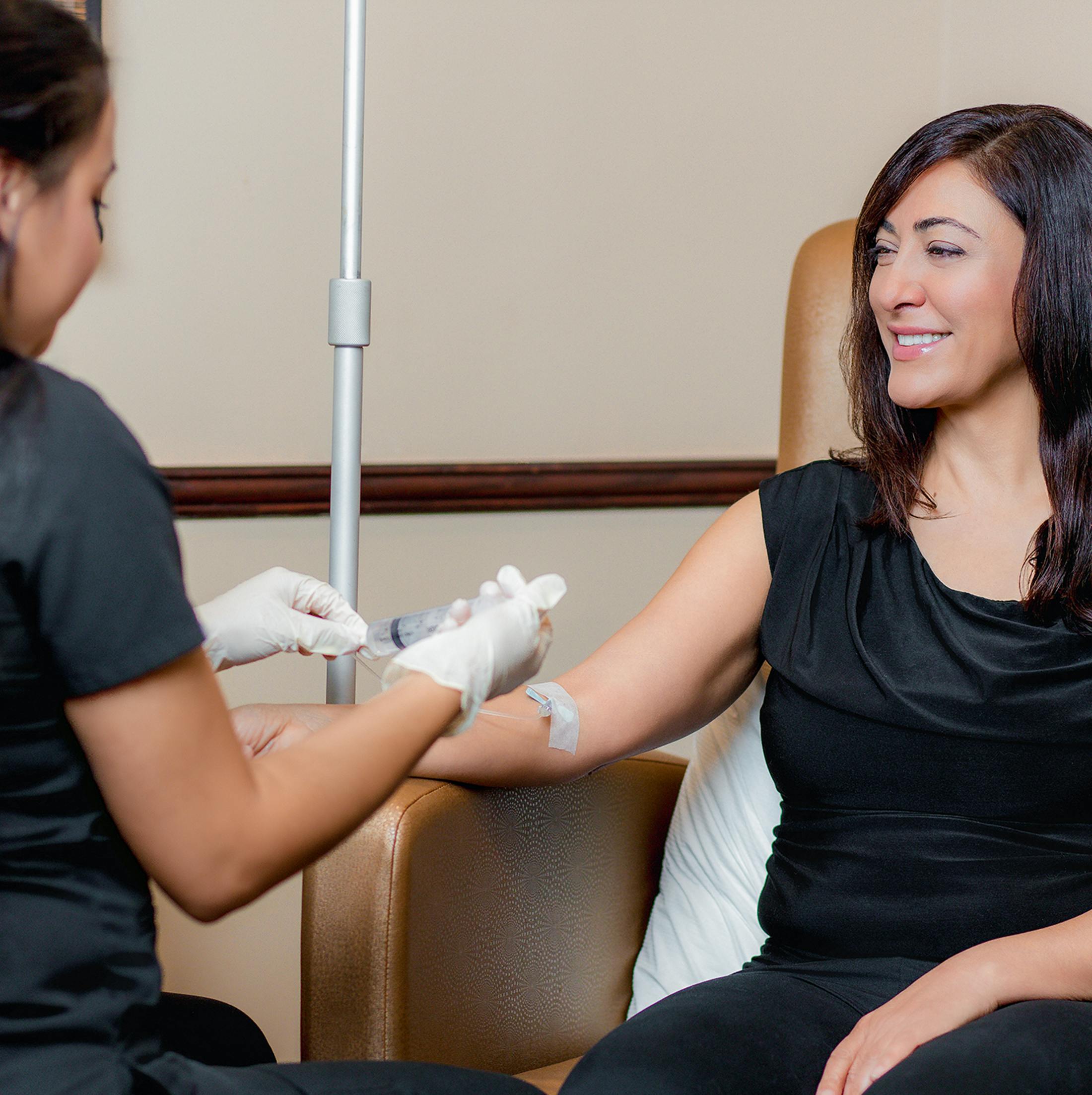 woman getting an iv