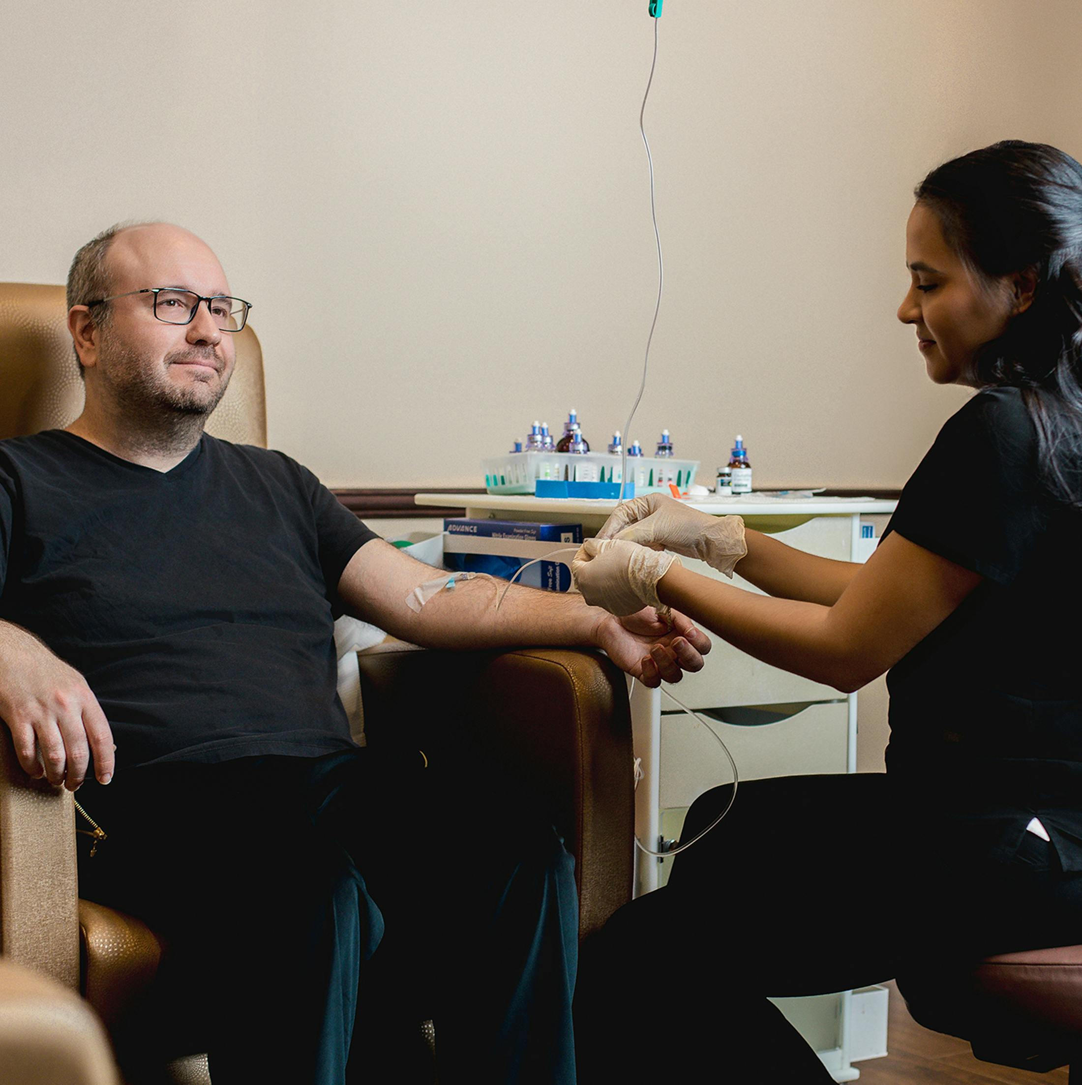 man getting an iv