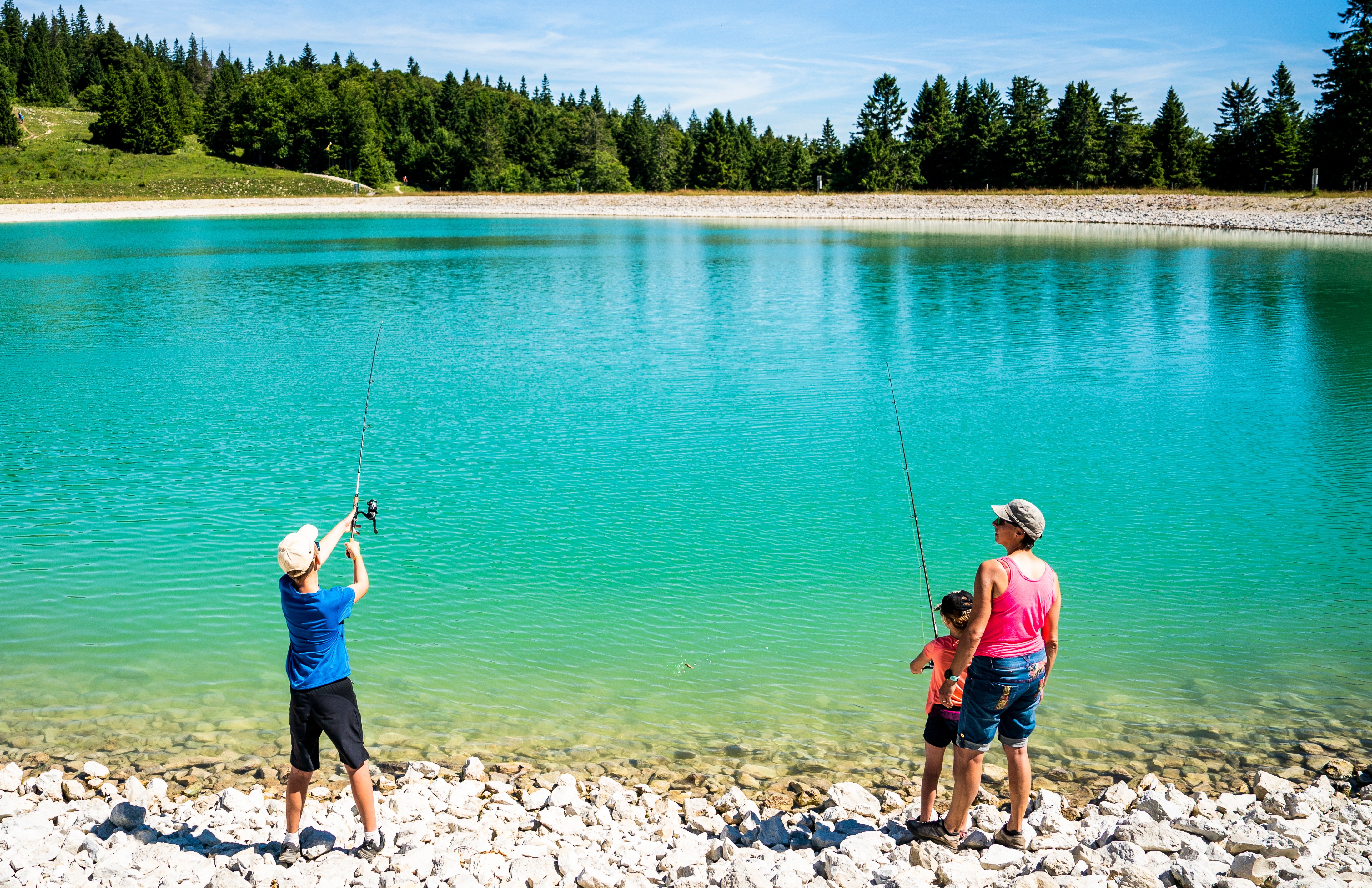 family fishing lake