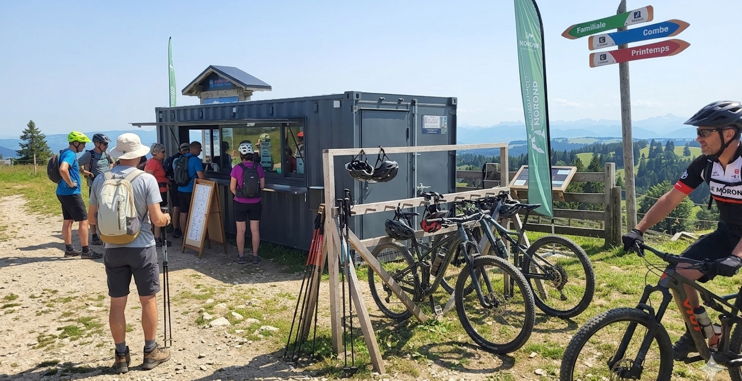 Randonneurs vététistes au comptoir du morond
