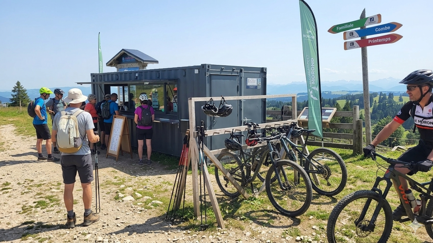 Randonneurs vététistes au comptoir du morond