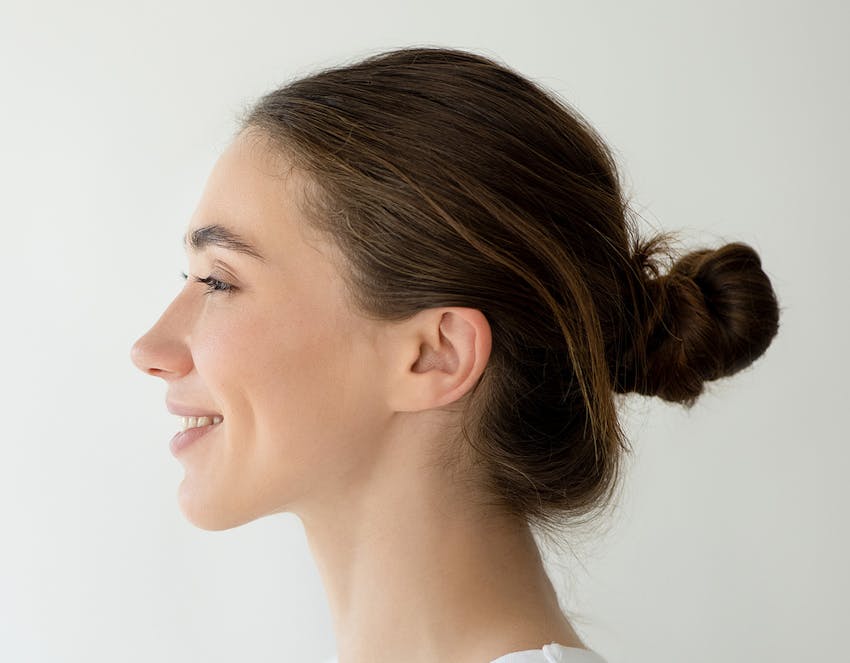 A womans side profile
