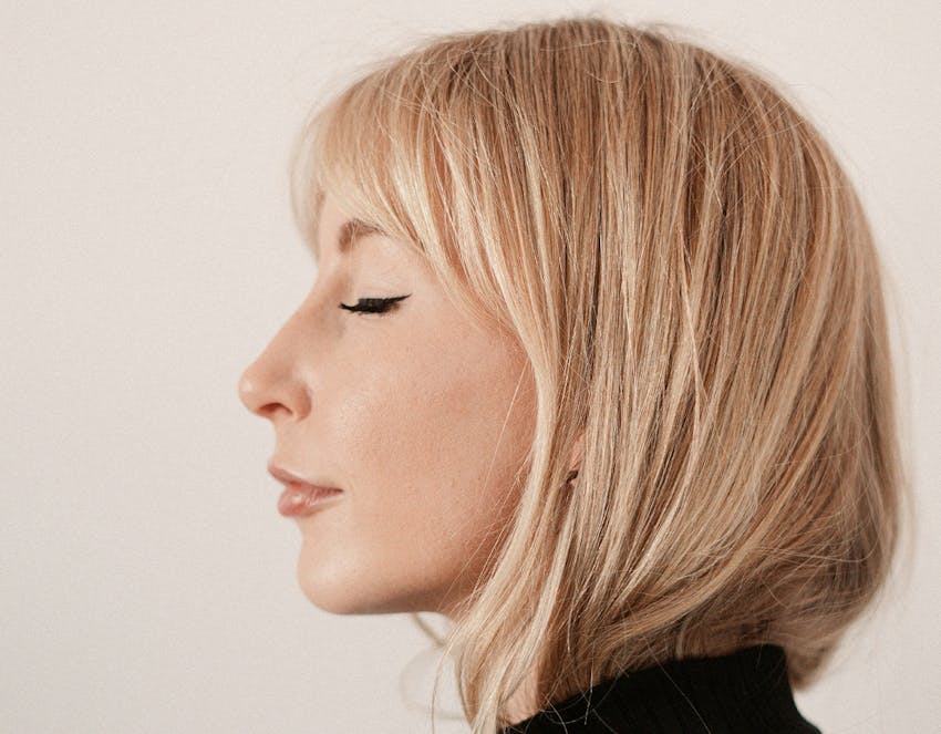 A womans side profile