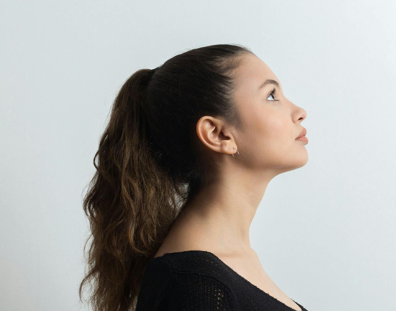 A womans side profile