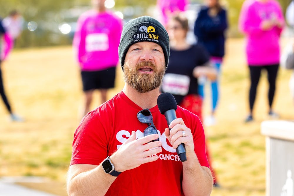 Speaking at the Rockin' Reindeer Race