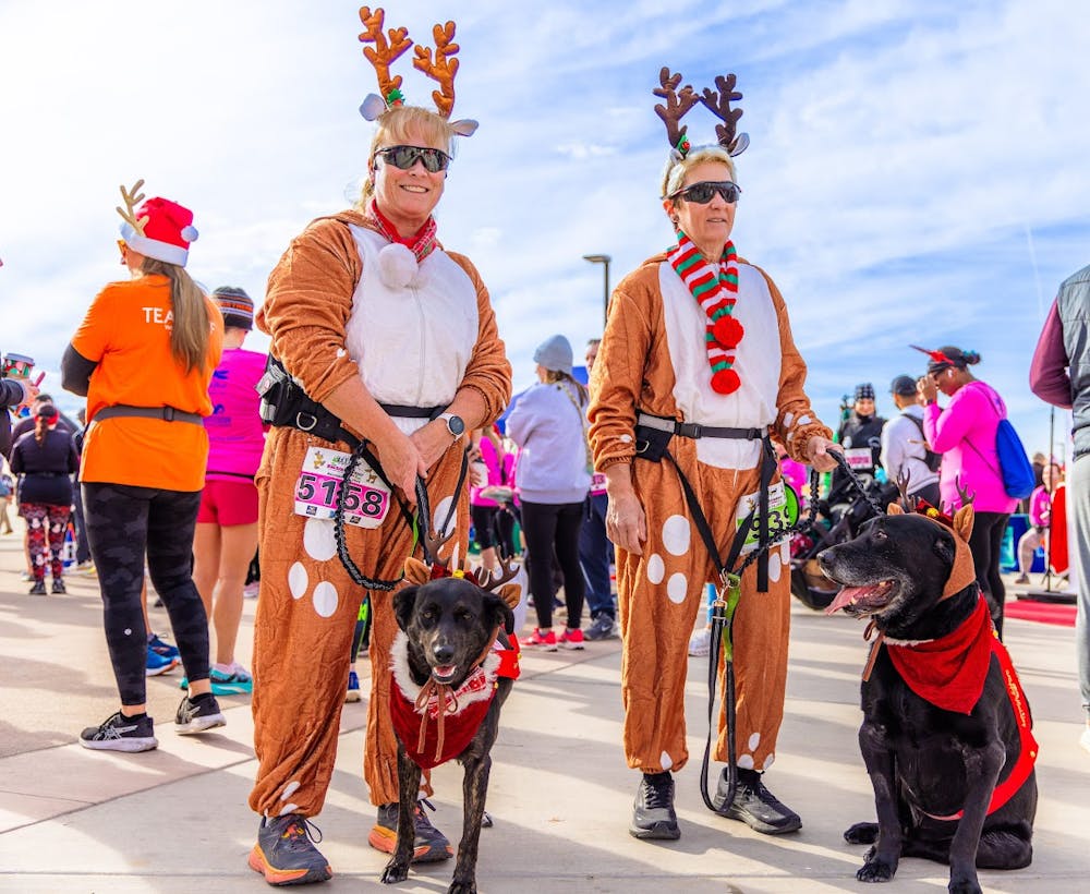 Runners dressed up for the Reindeer Race