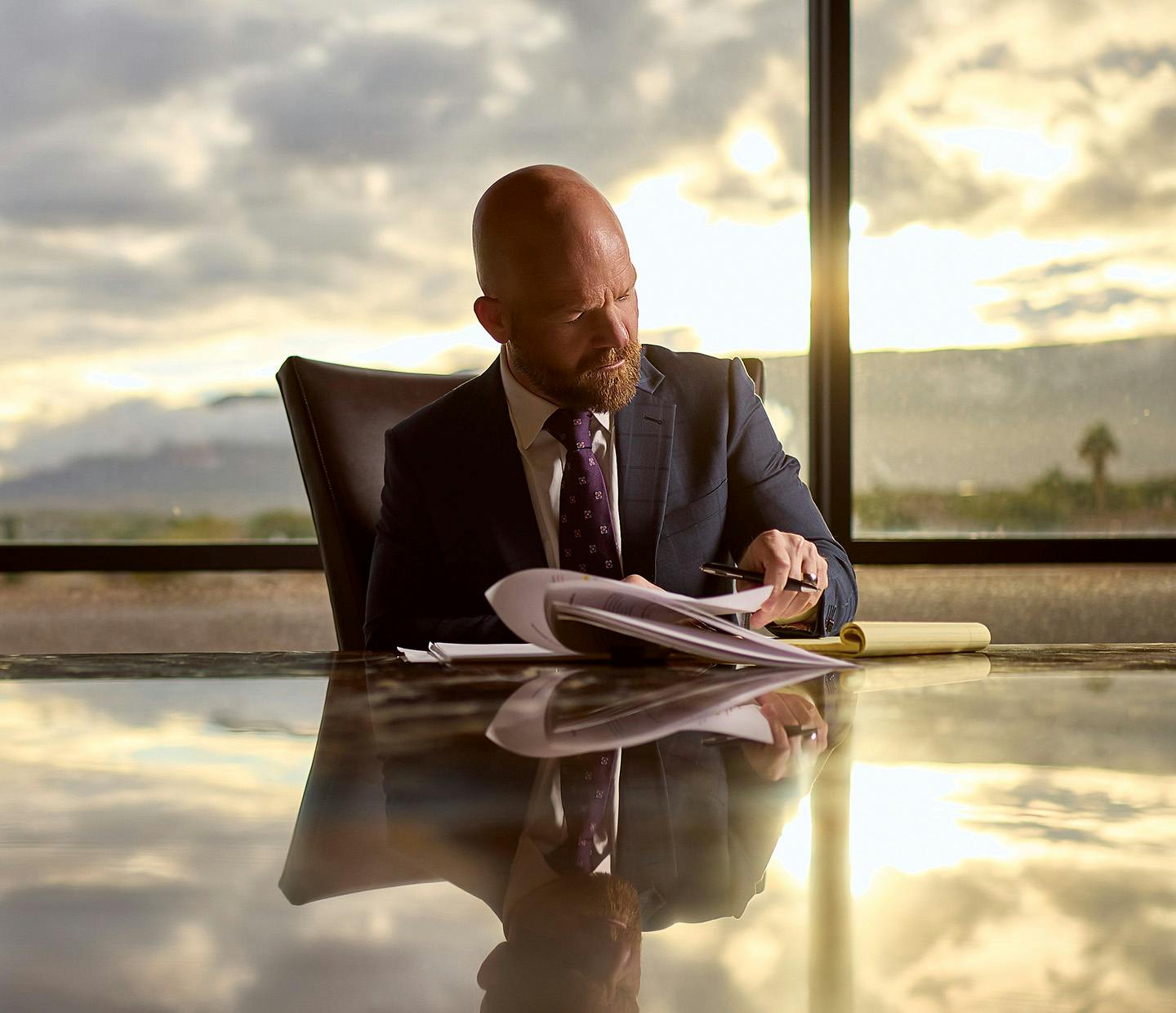 lawyer looking at paperwork
