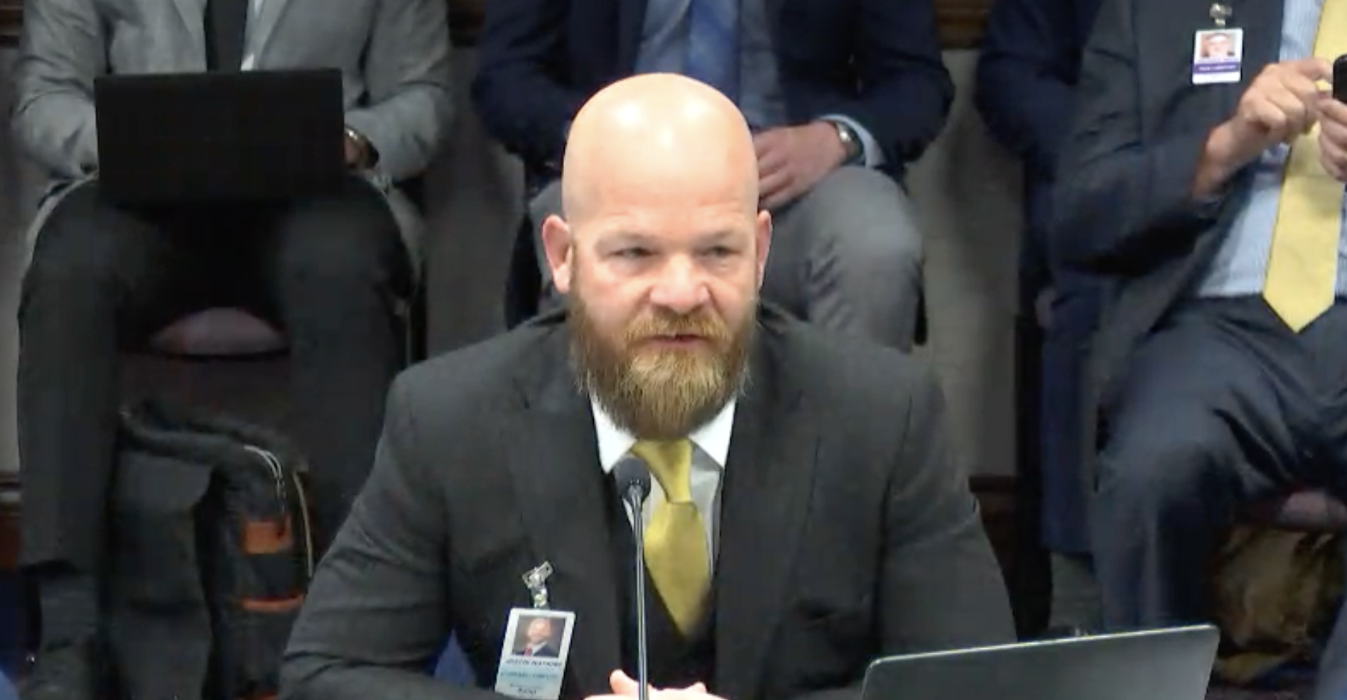 Justin L. Watkins giving speech