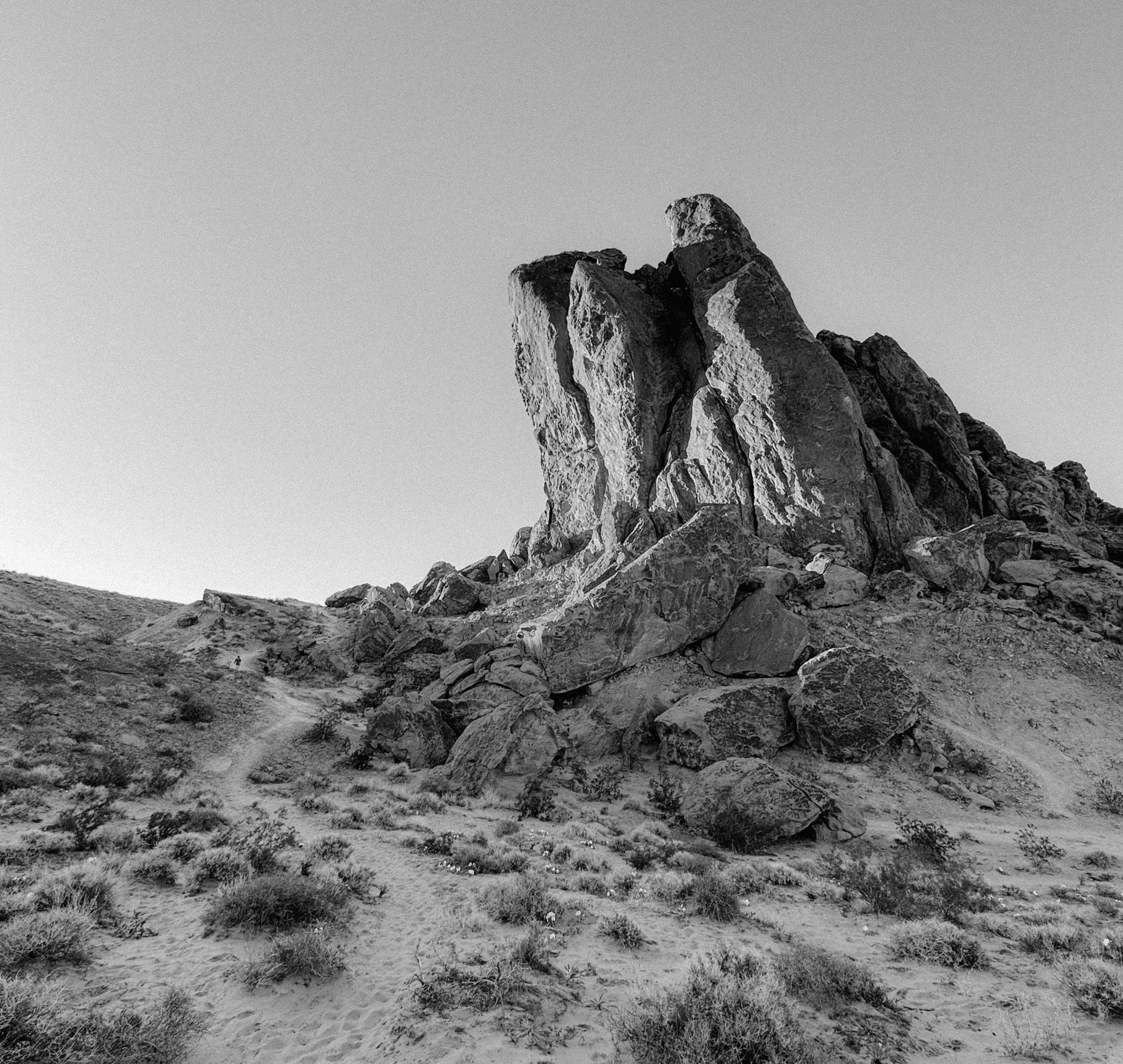 black and white mountain range