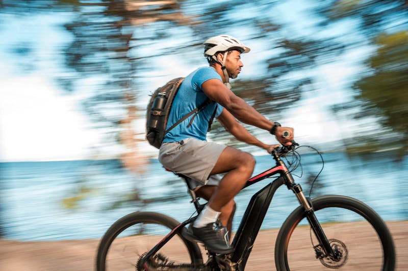person riding in an e-bike