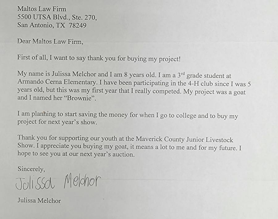 Thank you letter