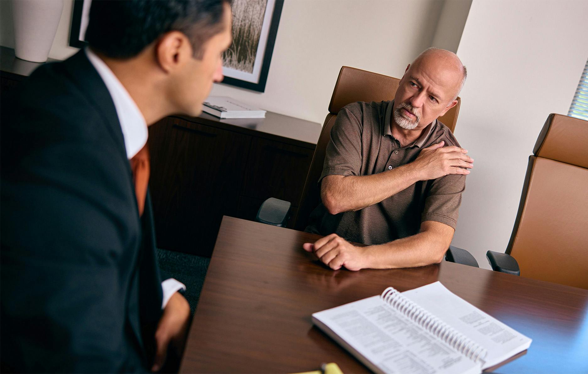 An attorney helping a client
