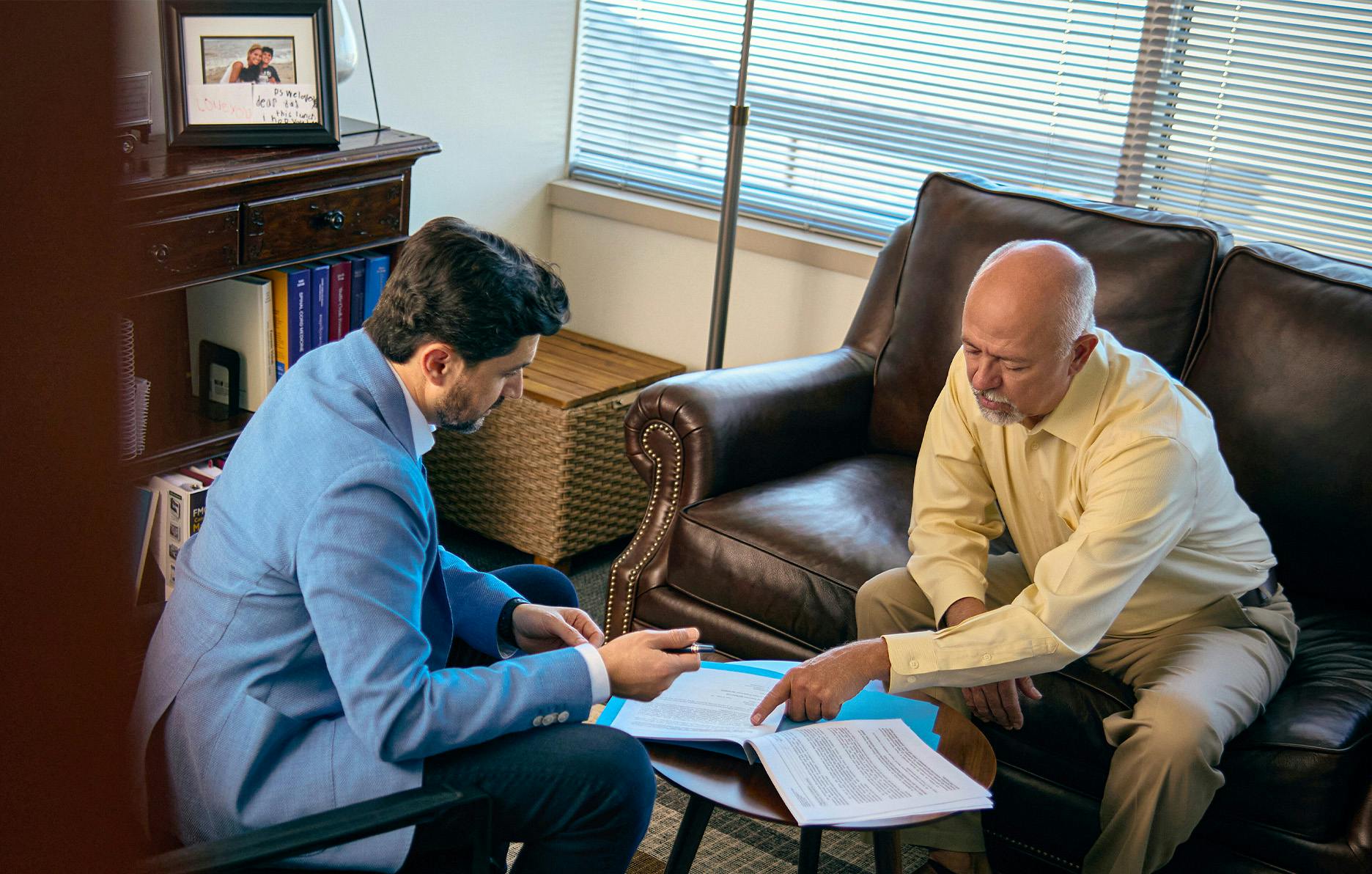 An attorney helping a client