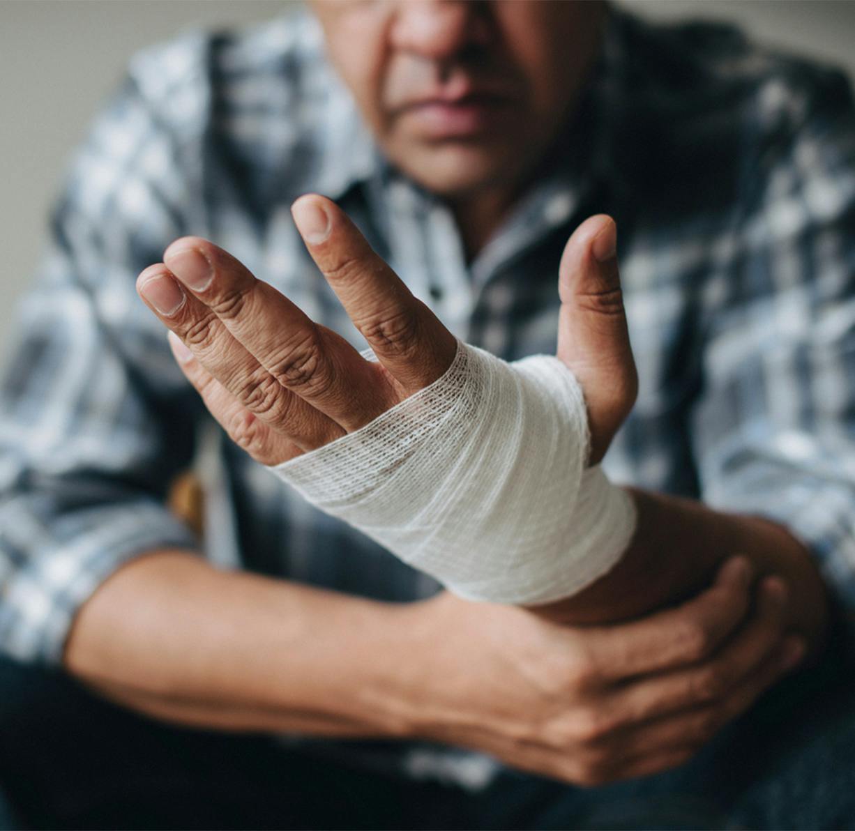 A man with a hurt hand