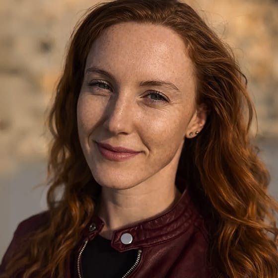 smiling red head woman