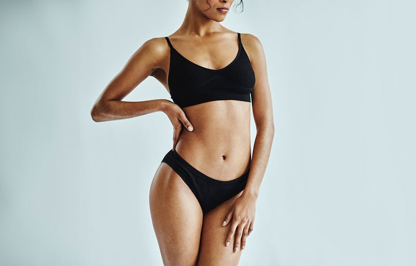 woman in black underwear