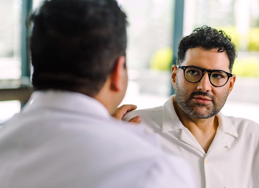 patient speaking to Dr. Chopra