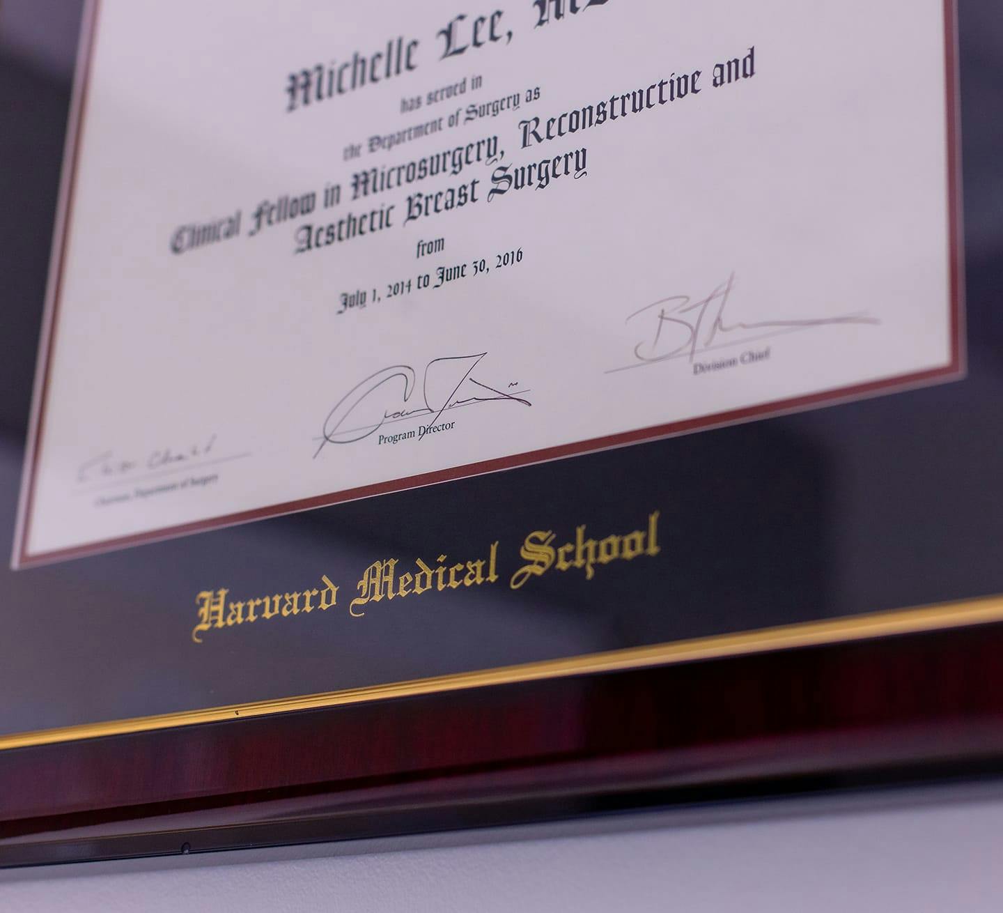 Harvard Medical School certificate