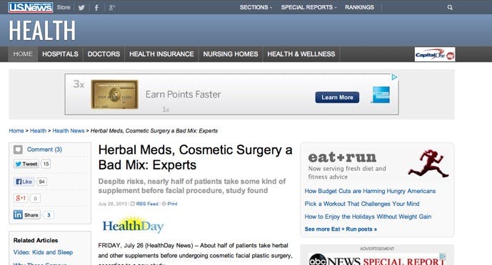 Herbal Meds, Cosmetic Surgery a Bad Mix: Experts