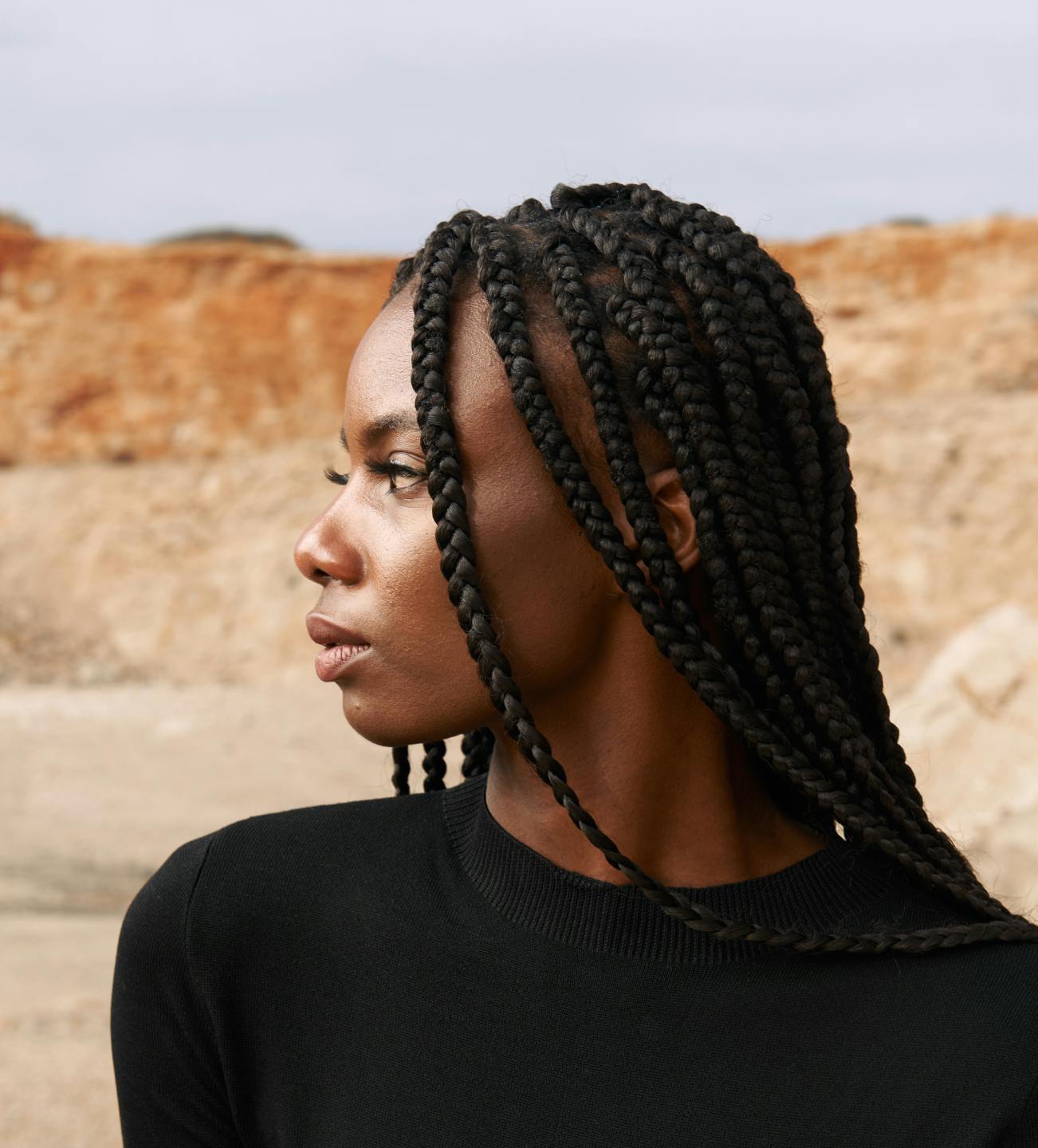 Woman looking off to the side