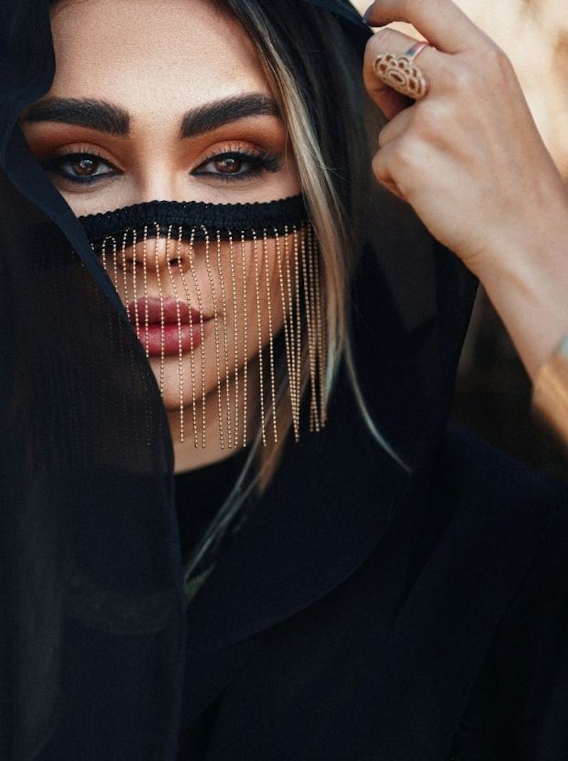 woman with face covering