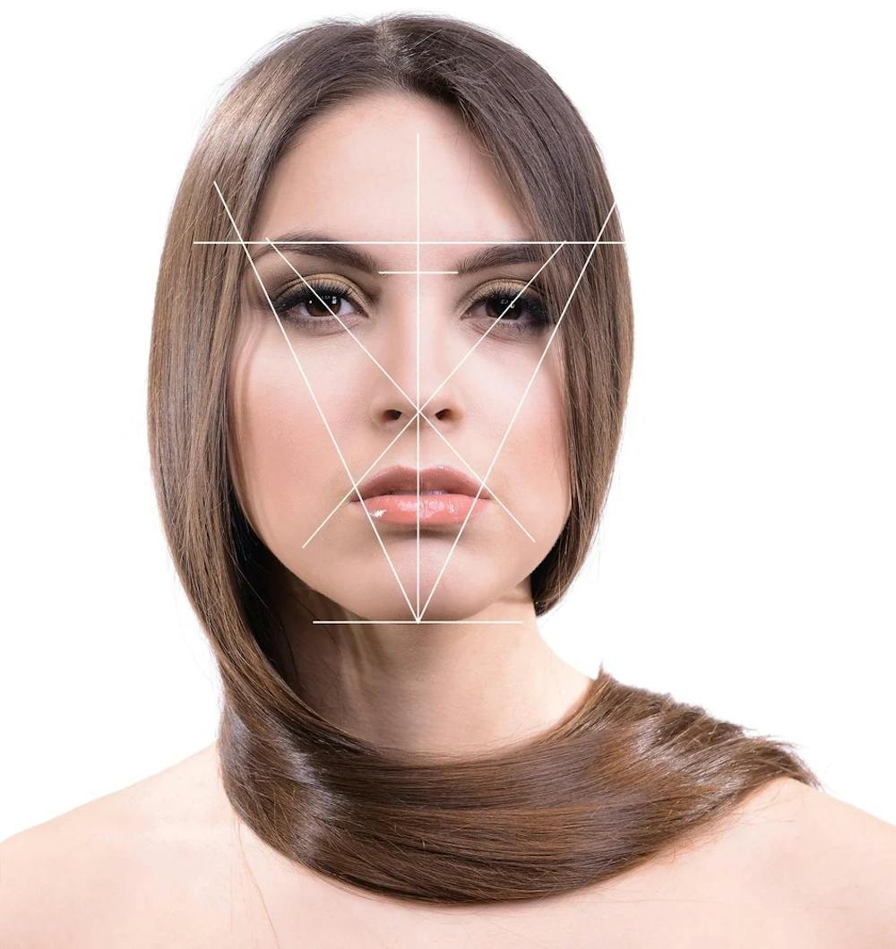 woman with symmetry lines on face