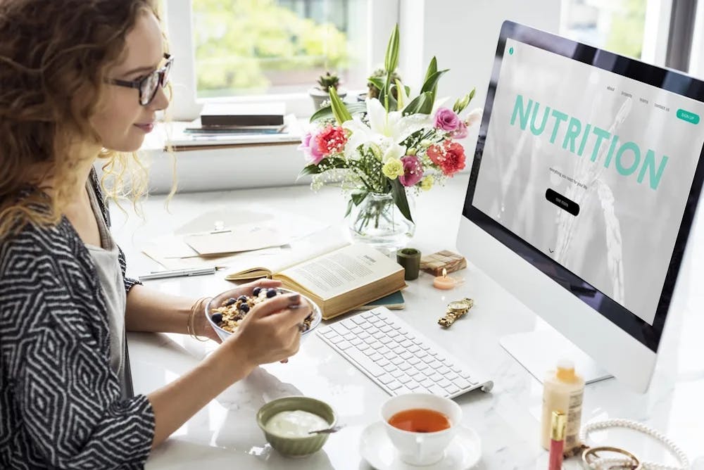 woman on a computer