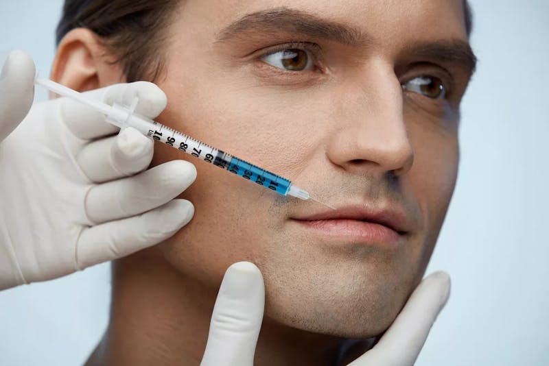 man getting lip filler