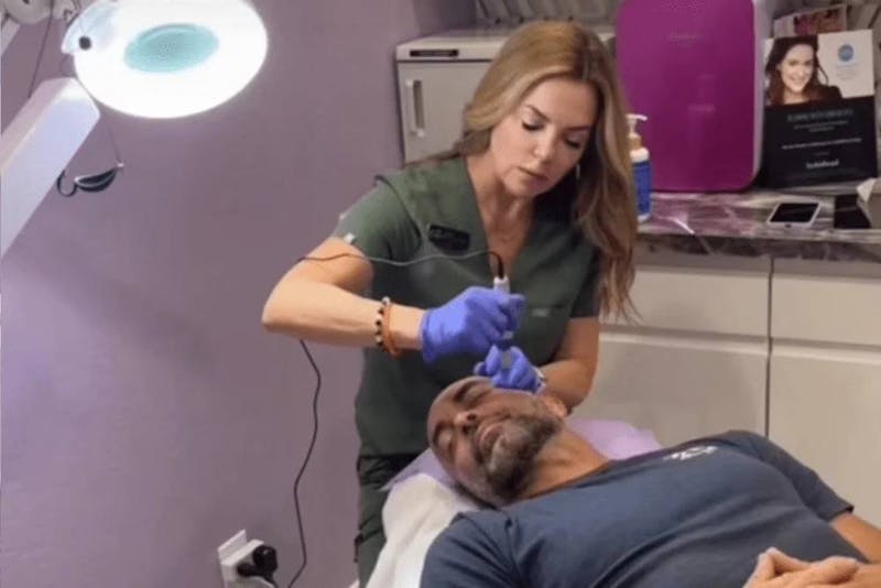 man getting hydrafacial