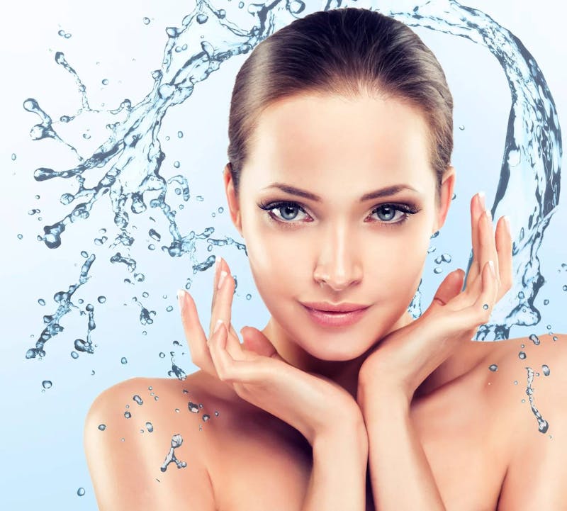 woman with water graphic