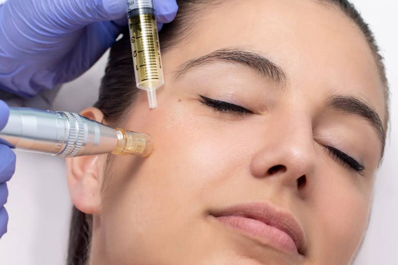 woman getting microneedling