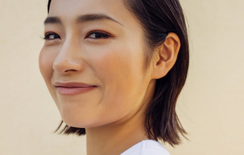 closeup of a girl smiling