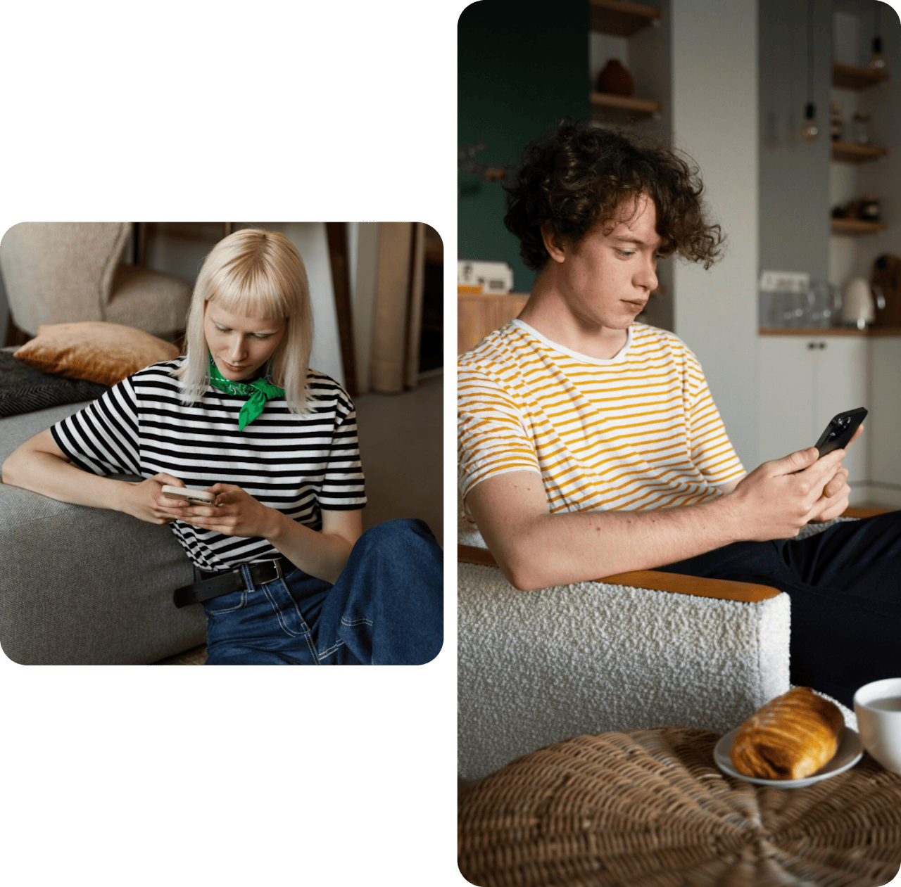 Twee jongvolwassenen schrijven zich in voor Happy Panel via de telefoon