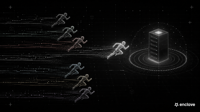 Seven AI agents race toward an isolated server.