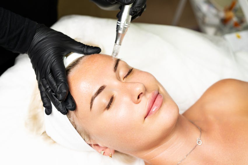 woman getting microneedling
