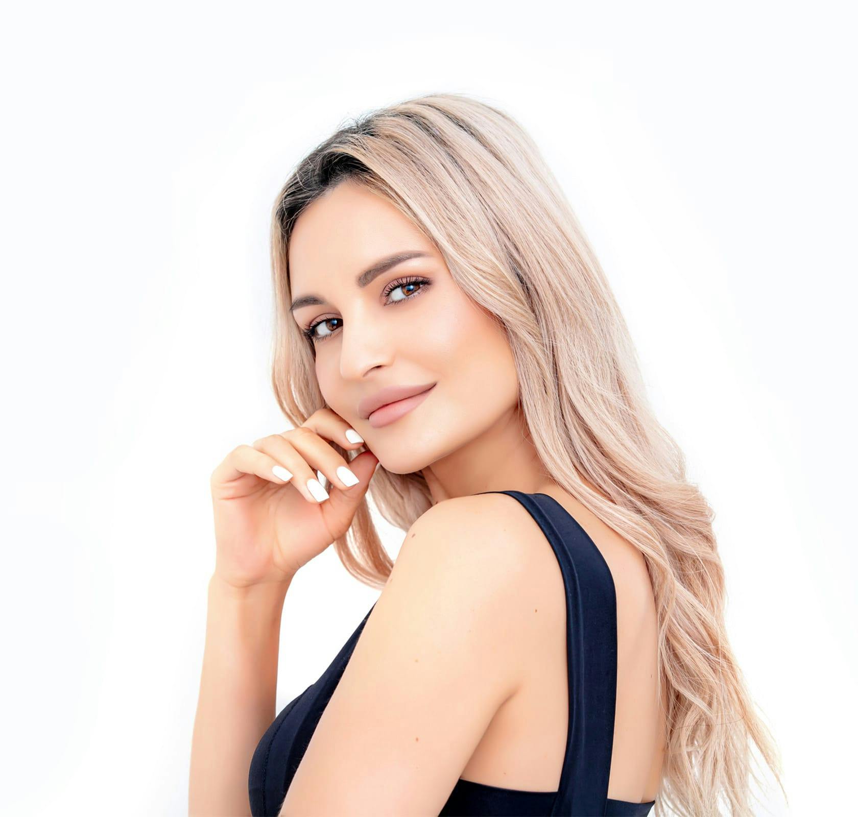 blonde woman smiling