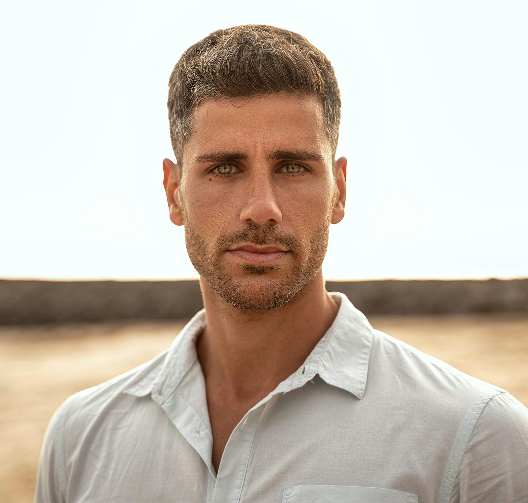man looking at camera