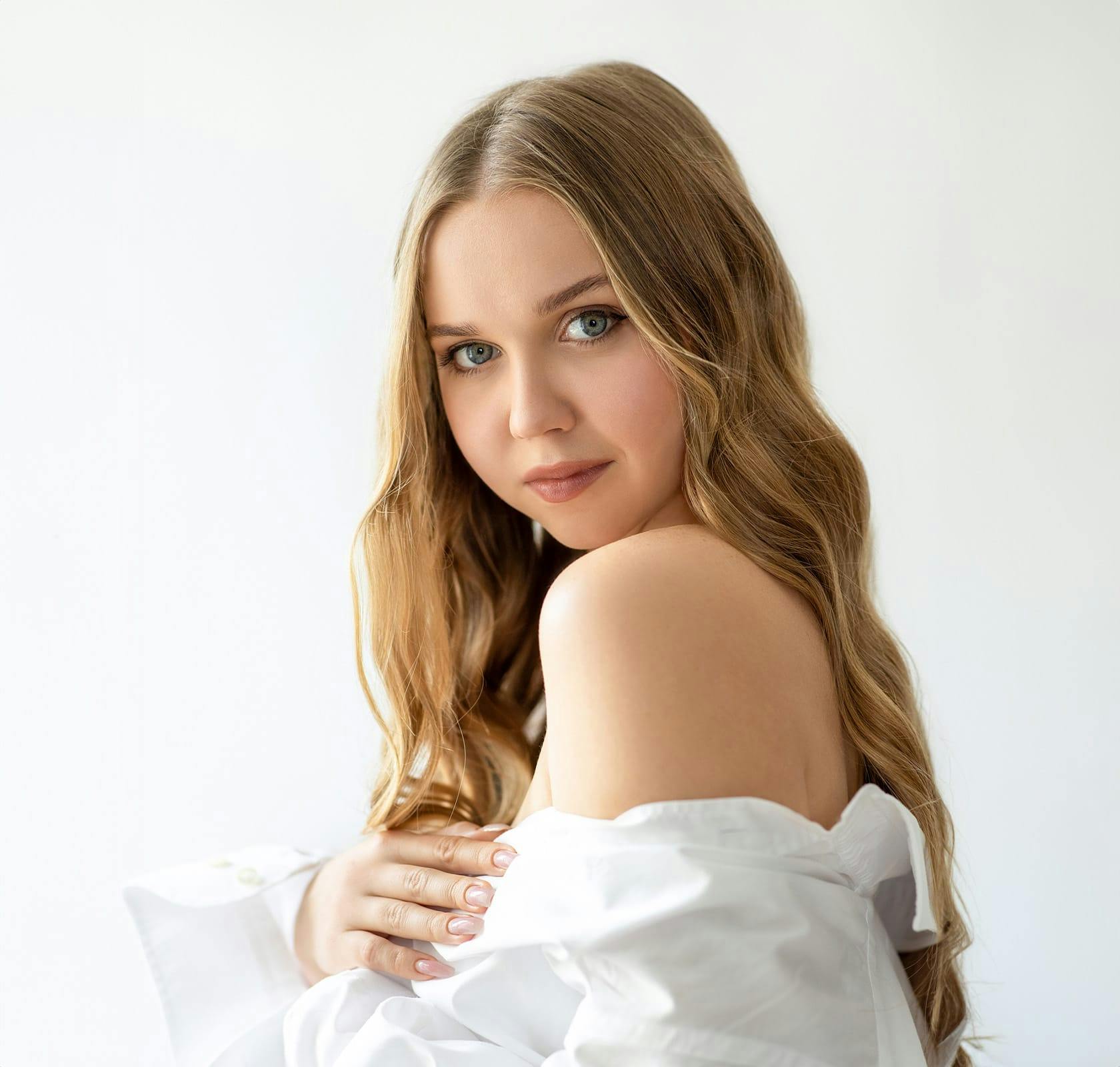 blonde woman smiling