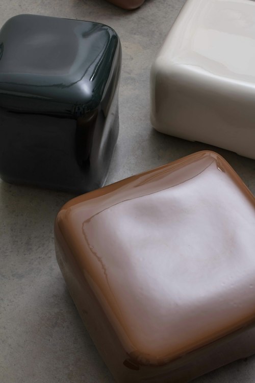 Cobble low side table and stool by Faye Toogood