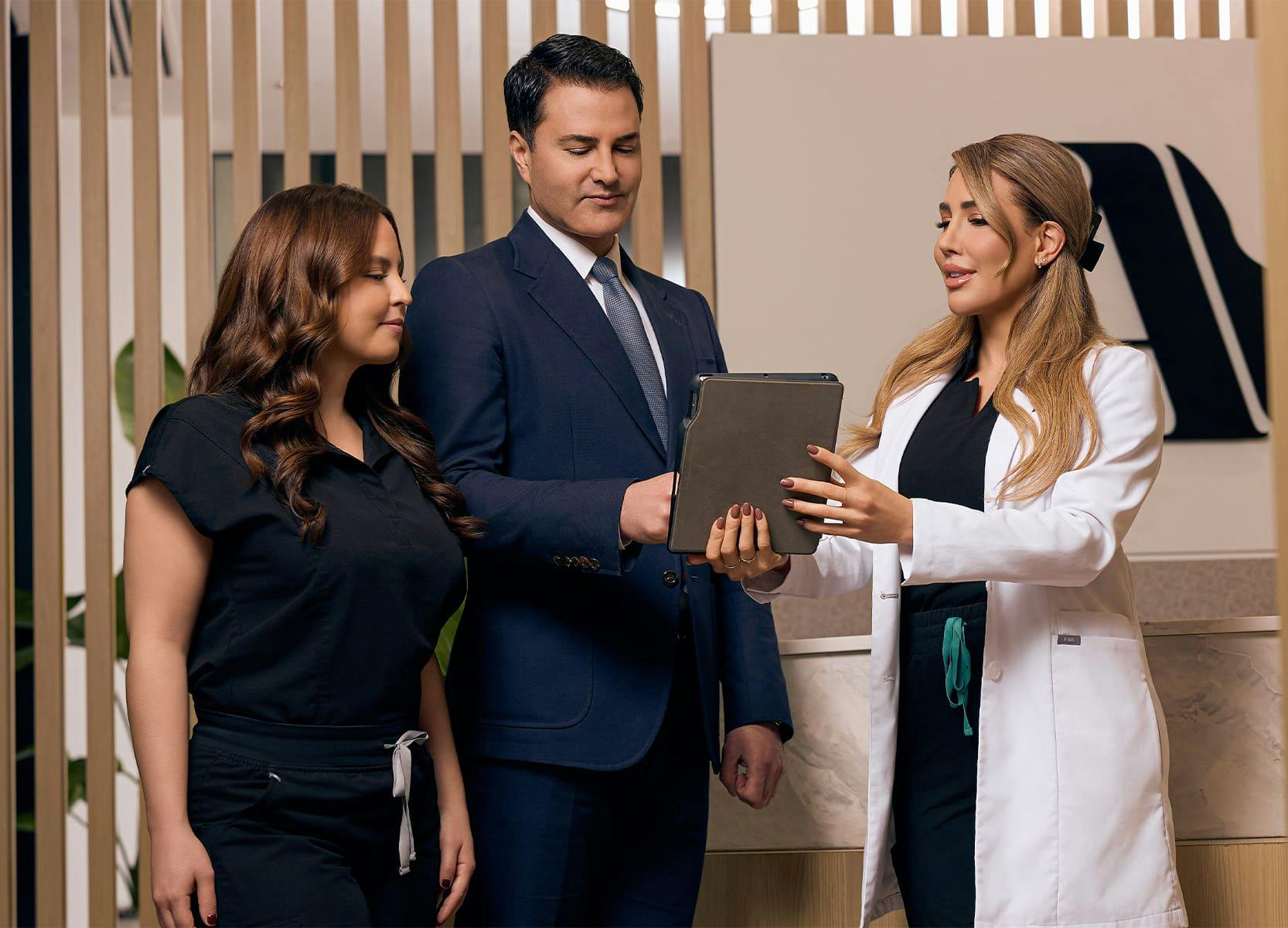 Doctor speaking with nurses