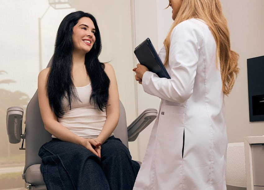 Woman smiling during consultation