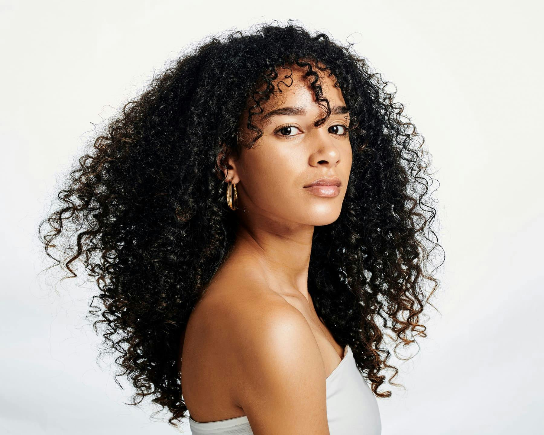 Woman with curly hair